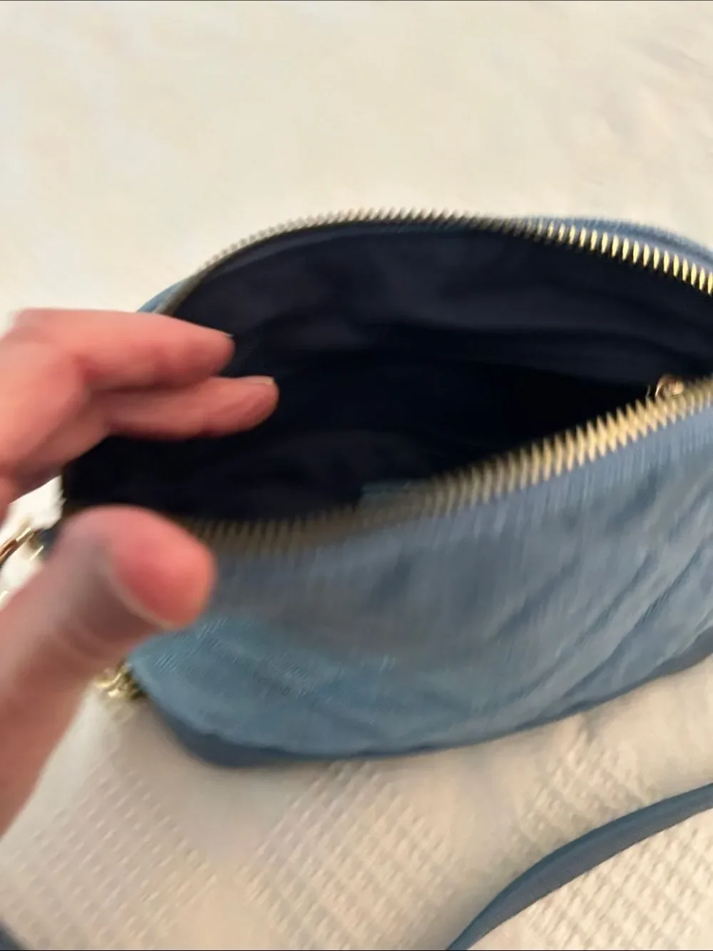BADGLEY MISCHKA NEW YORK ELLE DENIM QUILTED DOME CROSSBODY